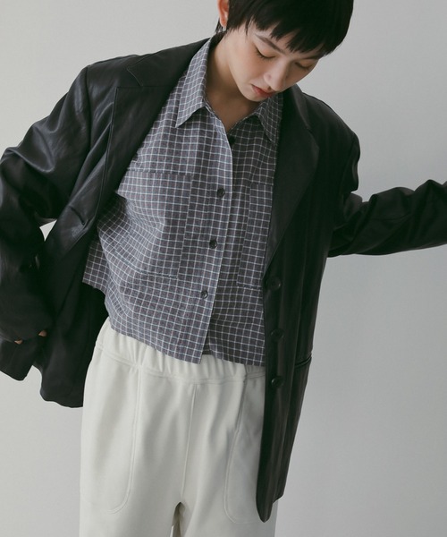 anuke（アンヌーク）の「Check Short Shirts（シャツ/ブラウス・レディース・チャコールグレー/ブルー/ベージュ・FREE）」の8枚目の写真