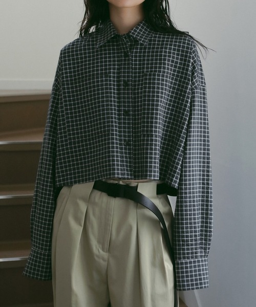 anuke（アンヌーク）の「Check Short Shirts（シャツ/ブラウス・レディース・チャコールグレー/ブルー/ベージュ・FREE）」の10枚目の写真