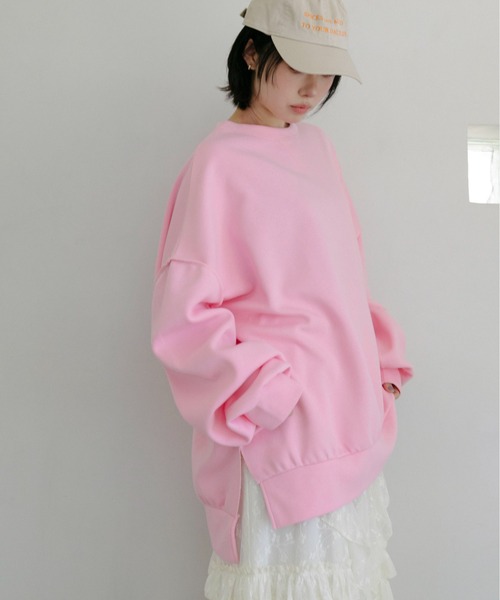 PILIT（ピリット）の「BIGスウェットプルオーバー（Tシャツ/カットソー・レディース・アイボリー/ブルー/イエロー/ピンク・MEDIUM）」の4枚目の写真