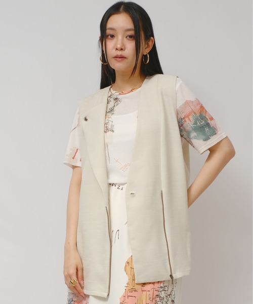 palm RICHE(ポームリシュ)の「オリジナル柄シアーカットT(Tシャツ/カットソー・レディース・オフホワイト/ブラック・M)」の12枚目の写真