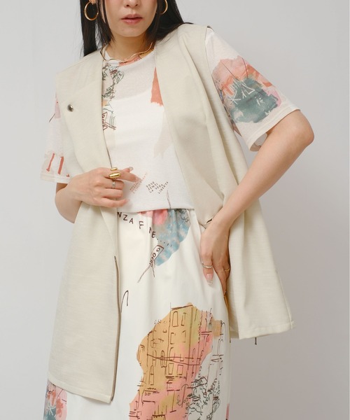 palm RICHE(ポームリシュ)の「オリジナル柄シアーカットT(Tシャツ/カットソー・レディース・オフホワイト/ブラック・M)」の13枚目の写真