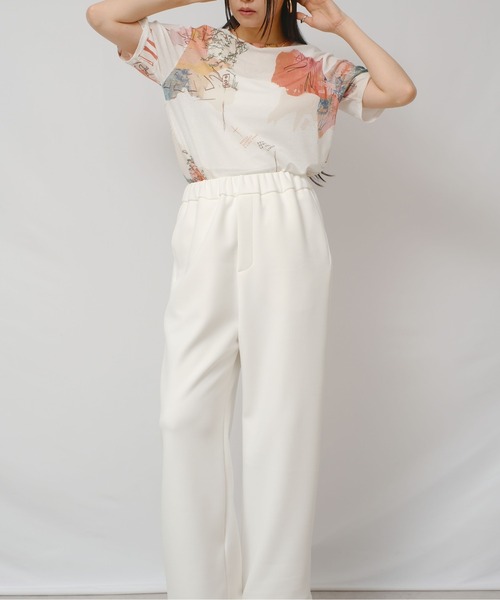 palm RICHE(ポームリシュ)の「オリジナル柄シアーカットT(Tシャツ/カットソー・レディース・オフホワイト/ブラック・M)」の8枚目の写真