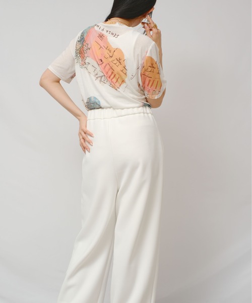 palm RICHE(ポームリシュ)の「オリジナル柄シアーカットT(Tシャツ/カットソー・レディース・オフホワイト/ブラック・M)」の9枚目の写真