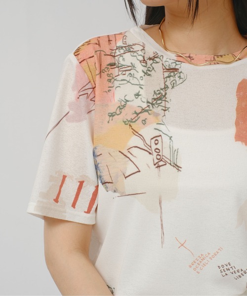 palm RICHE(ポームリシュ)の「オリジナル柄シアーカットT(Tシャツ/カットソー・レディース・オフホワイト/ブラック・M)」の17枚目の写真