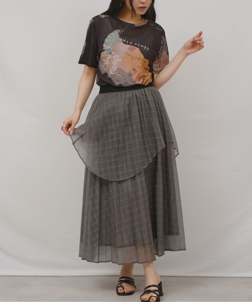 palm RICHE(ポームリシュ)の「オリジナル柄シアーカットT(Tシャツ/カットソー・レディース・オフホワイト/ブラック・M)」の21枚目の写真