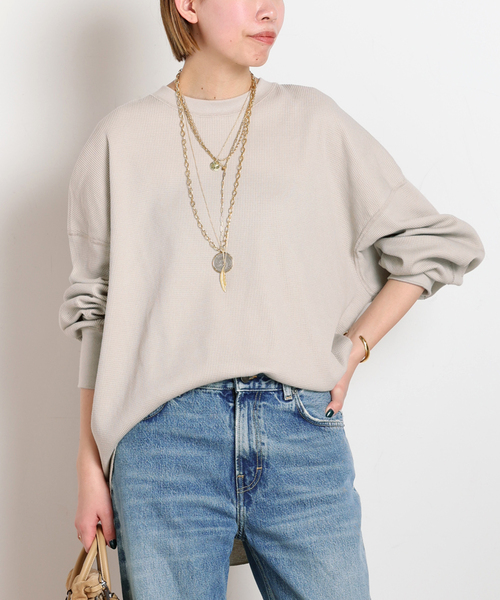 AMERICANA(アメリカーナ)の「【AMERICANA/アメリカーナ】別注サーマルプルオーバー(Tシャツ/カットソー・レディース・ホワイト/ベージュ/ブラック系その他・FREE)」の2枚目の写真