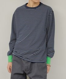 WHIMSIC | 【UNISEX/2サイズ展開】ミックスボーダーロングスリーブTシャツ(Tシャツ/カットソー)