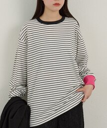 Kastane（カスタネ）の「【UNISEX/2サイズ展開】ミックスボーダーロングスリーブTシャツ（Tシャツ/カットソー）」