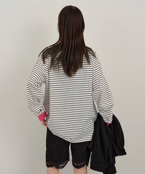 WHIMSIC(ウィムジック)の「【WHIMSIC/2サイズ展開】ミックスボーダーロングスリーブTシャツ(Tシャツ/カットソー・メンズ・ネイビー/ブラウン/ホワイト/グリーン・2/1)」の8枚目の写真