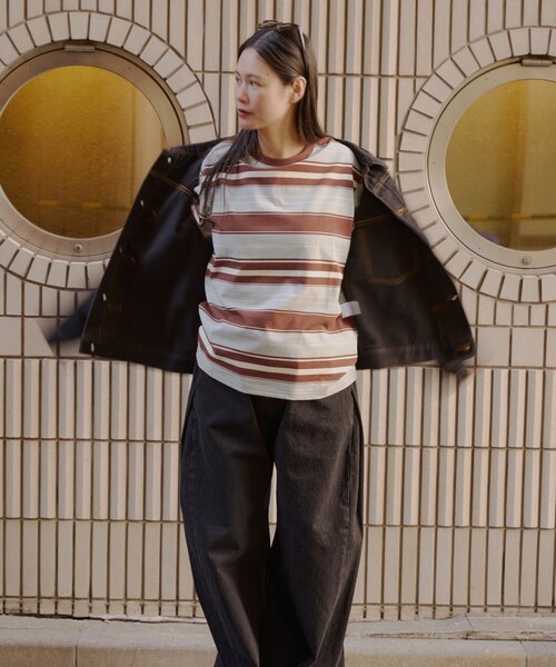 WHIMSIC(ウィムジック)の「【WHIMSIC/2サイズ展開】ミックスボーダーロングスリーブTシャツ(Tシャツ/カットソー・メンズ・ネイビー/ブラウン/ホワイト/グリーン・2/1)」の15枚目の写真