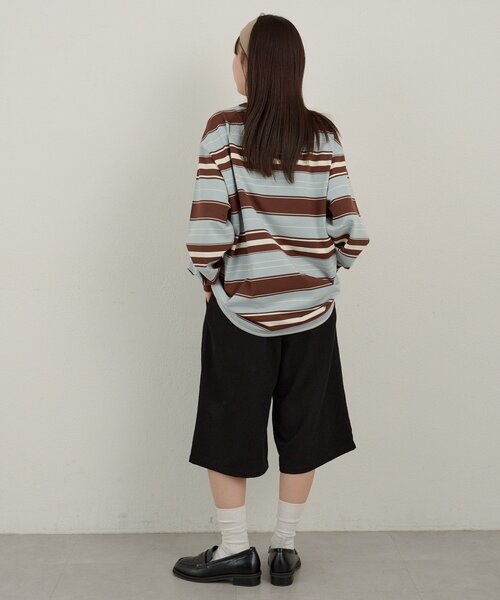 WHIMSIC(ウィムジック)の「【WHIMSIC/2サイズ展開】ミックスボーダーロングスリーブTシャツ(Tシャツ/カットソー・メンズ・ネイビー/ブラウン/ホワイト/グリーン・2/1)」の18枚目の写真