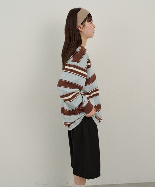 WHIMSIC(ウィムジック)の「【WHIMSIC/2サイズ展開】ミックスボーダーロングスリーブTシャツ(Tシャツ/カットソー・メンズ・ネイビー/ブラウン/ホワイト/グリーン・2/1)」の20枚目の写真