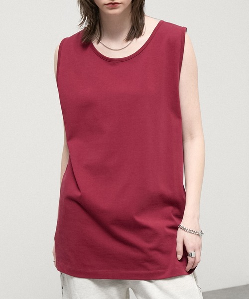 Alfred Alex(アルフレッドアレックス)の「【Alfred Alex】USA Cotton Loose Fit Tank / USAコットン ルーズフィット レイヤードタンクトップ(タンクトップ・メンズ・レッド系/ブラック/チャコールグレー/グリーン系/ホワイト・L/M)」の5枚目の写真