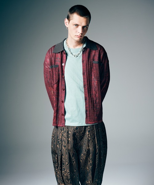 glamb(グラム)の「Openwork Knit Shirt / オープンワークニットシャツ(シャツ/ブラウス・メンズ・ブラック/レッド・M/L)」の12枚目の写真
