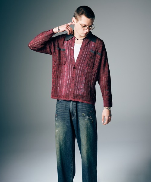 glamb(グラム)の「Openwork Knit Shirt / オープンワークニットシャツ(シャツ/ブラウス・メンズ・ブラック/レッド・M/L)」の13枚目の写真