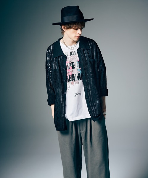 glamb(グラム)の「Openwork Knit Shirt / オープンワークニットシャツ(シャツ/ブラウス・メンズ・ブラック/レッド・M/L)」の8枚目の写真