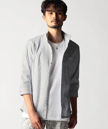 NICOLE CLUB FOR MEN | リバーシブルドビー ７分袖スタンドカラーシャツ(シャツ/ブラウス)