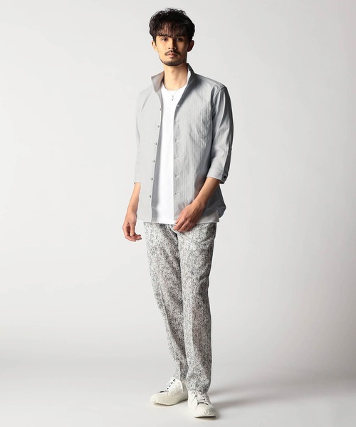 NICOLE CLUB FOR MEN（ニコルクラブフォーメン）の「リバーシブルドビー ７分袖スタンドカラーシャツ（シャツ/ブラウス・メンズ・ミント/トップグレー/ブルー/ネイビー系・MEDIUM/LARGE/X-LARGE/XX-LARGE）」の15枚目の写真