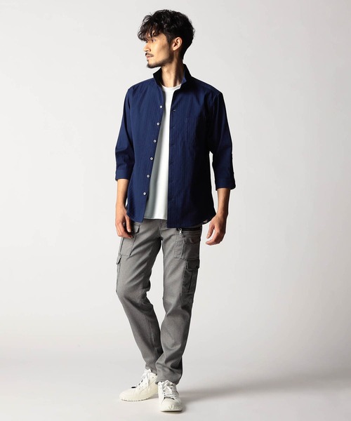 NICOLE CLUB FOR MEN（ニコルクラブフォーメン）の「リバーシブルドビー ７分袖スタンドカラーシャツ（シャツ/ブラウス・メンズ・ミント/トップグレー/ブルー/ネイビー系・MEDIUM/LARGE/X-LARGE/XX-LARGE）」の17枚目の写真