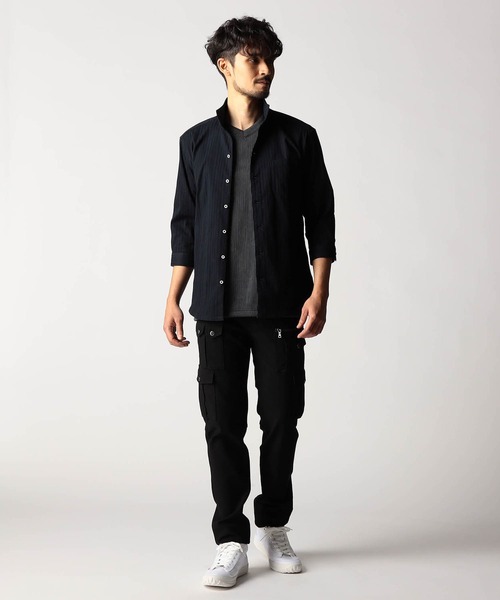 NICOLE CLUB FOR MEN（ニコルクラブフォーメン）の「リバーシブルドビー ７分袖スタンドカラーシャツ（シャツ/ブラウス・メンズ・ミント/トップグレー/ブルー/ネイビー系・MEDIUM/LARGE/X-LARGE/XX-LARGE）」の18枚目の写真