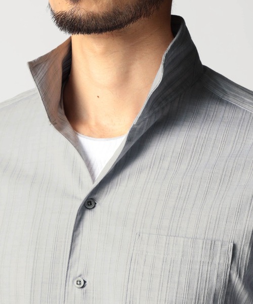 NICOLE CLUB FOR MEN（ニコルクラブフォーメン）の「リバーシブルドビー ７分袖スタンドカラーシャツ（シャツ/ブラウス・メンズ・ミント/トップグレー/ブルー/ネイビー系・MEDIUM/LARGE/X-LARGE/XX-LARGE）」の21枚目の写真