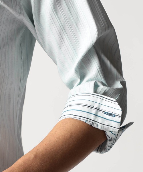 NICOLE CLUB FOR MEN（ニコルクラブフォーメン）の「リバーシブルドビー ７分袖スタンドカラーシャツ（シャツ/ブラウス・メンズ・ミント/トップグレー/ブルー/ネイビー系・MEDIUM/LARGE/X-LARGE/XX-LARGE）」の9枚目の写真