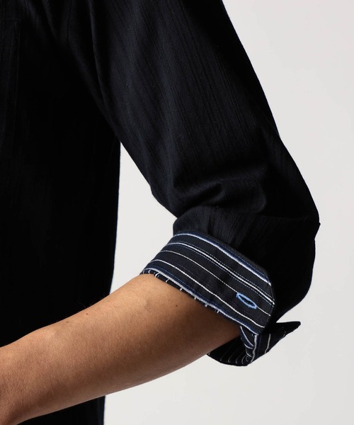 NICOLE CLUB FOR MEN（ニコルクラブフォーメン）の「リバーシブルドビー ７分袖スタンドカラーシャツ（シャツ/ブラウス・メンズ・ミント/トップグレー/ブルー/ネイビー系・MEDIUM/LARGE/X-LARGE/XX-LARGE）」の13枚目の写真