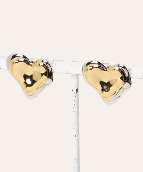 Burner(バーナー)の「【Sonu jewelry(ソヌジュエリー)】ハートモチーフニュアンスピアス son-pierce-55-6【RBTS】(ピアス(両耳用)・レディース・シルバー×ゴールド・FREE)」の1枚目の写真