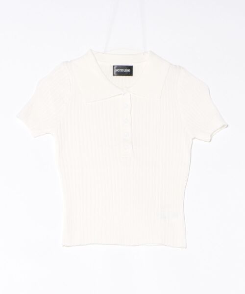 semuse(セミューズ)の「ポロ衿クロップド丈半袖トップス(Tシャツ/カットソー・レディース・ブラック/ホワイト・FREE)」の8枚目の写真