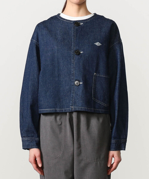DANTON（ダントン）の「DANTON | 11ozデニム ノーカラーショートジャケット WOMEN（デニムジャケット・レディース・ダークインディゴブルー・38/36）」の6枚目の写真