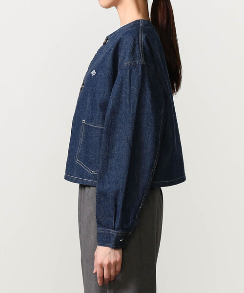 DANTON（ダントン）の「DANTON | 11ozデニム ノーカラーショートジャケット WOMEN（デニムジャケット・レディース・ダークインディゴブルー・38/36）」の5枚目の写真