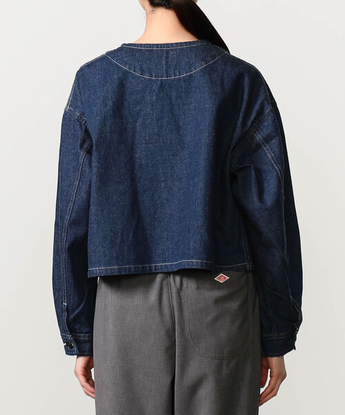 DANTON（ダントン）の「DANTON | 11ozデニム ノーカラーショートジャケット WOMEN（デニムジャケット・レディース・ダークインディゴブルー・38/36）」の4枚目の写真
