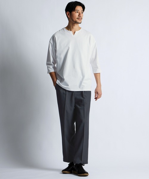 LANVIN en Bleu(ランバンオンブルー)の「コードレーン ワイドパンツ(スラックス・メンズ・グレー/ブラック・46/48/50/52)」の4枚目の写真