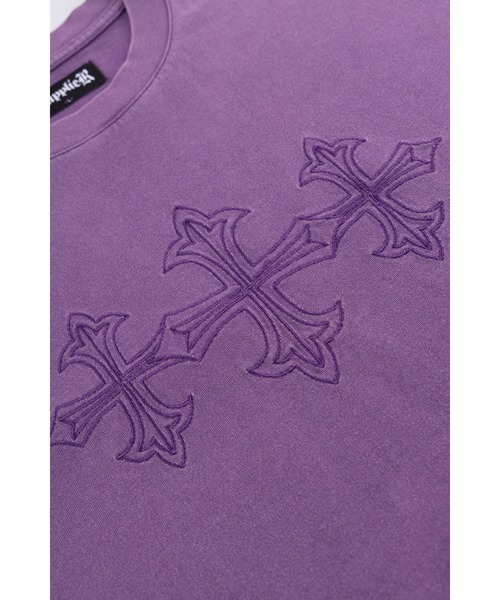 SUPPLIER(サプライヤー)の「Tシャツ|Vintage Wash Embroidery Cross Tee|SUPPLIER(Tシャツ/カットソー・メンズ・パープル/ブラック・SMALL/XX-LARGE/X-LARGE/LARGE/MEDIUM)」の11枚目の写真
