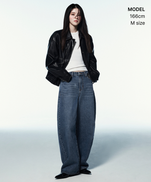 MUSINSA STANDARD WOMAN（ムシンサスタンダードウーマン）の「ウィメンズフェイデッド合成皮革エビエータージャケット[ブラック]（ライダースジャケット・レディース・その他・SMALL/MEDIUM）」の8枚目の写真