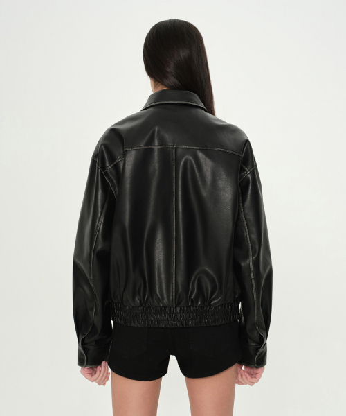MUSINSA STANDARD WOMAN（ムシンサスタンダードウーマン）の「ウィメンズフェイデッド合成皮革エビエータージャケット[ブラック]（ライダースジャケット・レディース・その他・SMALL/MEDIUM）」の11枚目の写真