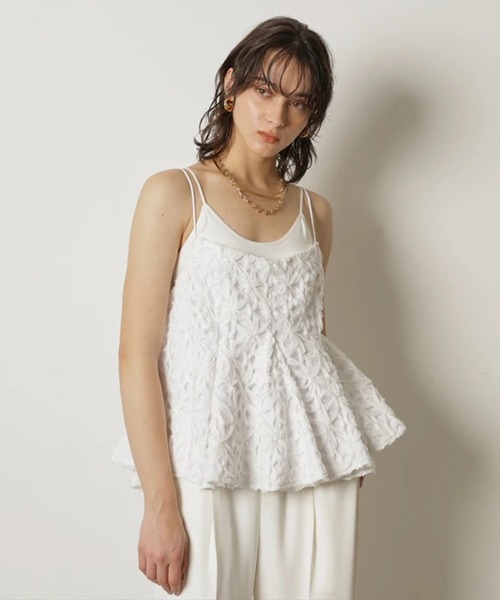 CADUNE（カデュネ）の「リボンレースキャミ（シャツ/ブラウス・レディース・ブラック/ホワイト・38）」の4枚目の写真