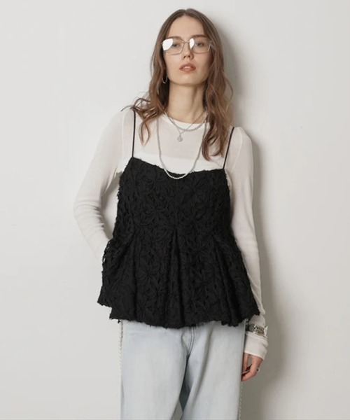 CADUNE（カデュネ）の「リボンレースキャミ（シャツ/ブラウス・レディース・ブラック/ホワイト・38）」の10枚目の写真
