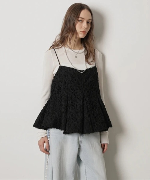 CADUNE（カデュネ）の「リボンレースキャミ（シャツ/ブラウス・レディース・ブラック/ホワイト・38）」の11枚目の写真