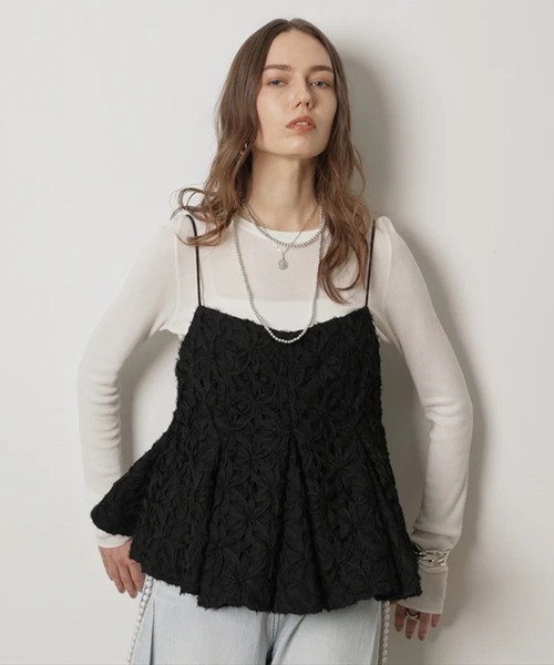 CADUNE（カデュネ）の「リボンレースキャミ（シャツ/ブラウス・レディース・ブラック/ホワイト・38）」の12枚目の写真