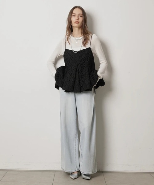 CADUNE（カデュネ）の「リボンレースキャミ（シャツ/ブラウス・レディース・ブラック/ホワイト・38）」の16枚目の写真