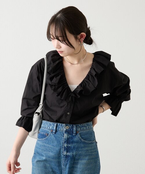 russet（ラシット）の「ラッフルシャツ（シャツ/ブラウス・レディース・ブラック/ホワイト・FREE）」の18枚目の写真