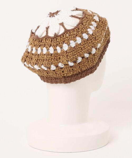 チャイハネ（チャイハネ）の「【チャイハネ】フラワナベレー帽（ハンチング/ベレー帽・レディース・ホワイト/ブラウン・FREE）」の4枚目の写真