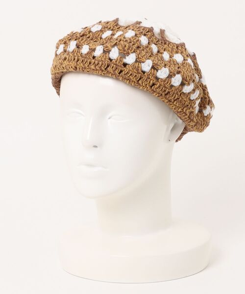 チャイハネ（チャイハネ）の「【チャイハネ】フラワナベレー帽（ハンチング/ベレー帽・レディース・ホワイト/ブラウン・FREE）」の3枚目の写真