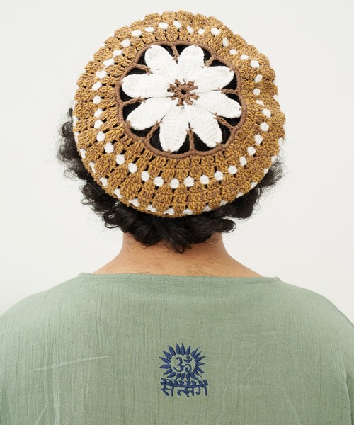 チャイハネ（チャイハネ）の「【チャイハネ】フラワナベレー帽（ハンチング/ベレー帽・レディース・ホワイト/ブラウン・FREE）」の6枚目の写真