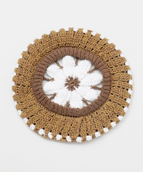 チャイハネ（チャイハネ）の「【チャイハネ】フラワナベレー帽（ハンチング/ベレー帽・レディース・ホワイト/ブラウン・FREE）」の5枚目の写真