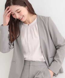 SHOO・LA・RUE（シューラルー）の「【洗濯機可/UV/SS-3L】すっきり好印象 ノーカラージャケット（ノーカラージャケット）」