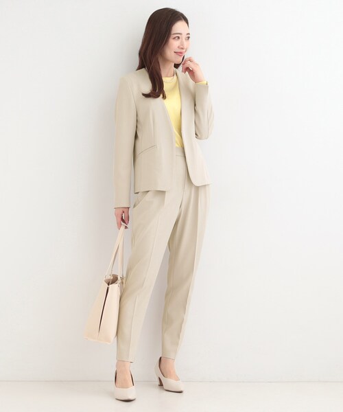 SHOO・LA・RUE（シューラルー）の「【セットアップ可/多機能/SS-3L】すっきりと好印象 カラーレスジャケット（ノーカラージャケット・レディース・ナチュラル/グレー/ネイビー・02/01/10/05/04/03）」の10枚目の写真