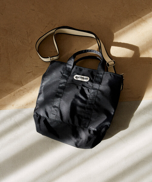 OUTDOOR PRODUCTS（アウトドアプロダクツ）の「OUTDOOR PRODUCTS/アウトドアプロダクツ ストライプ テープ 2WAY トートバッグ　限定展開（トートバッグ・レディース・その他9/ブラック・ONE SIZE）」の9枚目の写真