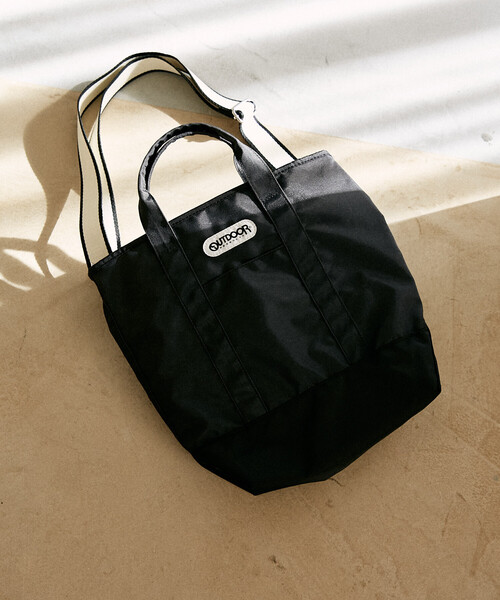 OUTDOOR PRODUCTS（アウトドアプロダクツ）の「OUTDOOR PRODUCTS/アウトドアプロダクツ ストライプ テープ 2WAY トートバッグ　限定展開（トートバッグ・レディース・その他9/ブラック・ONE SIZE）」の10枚目の写真
